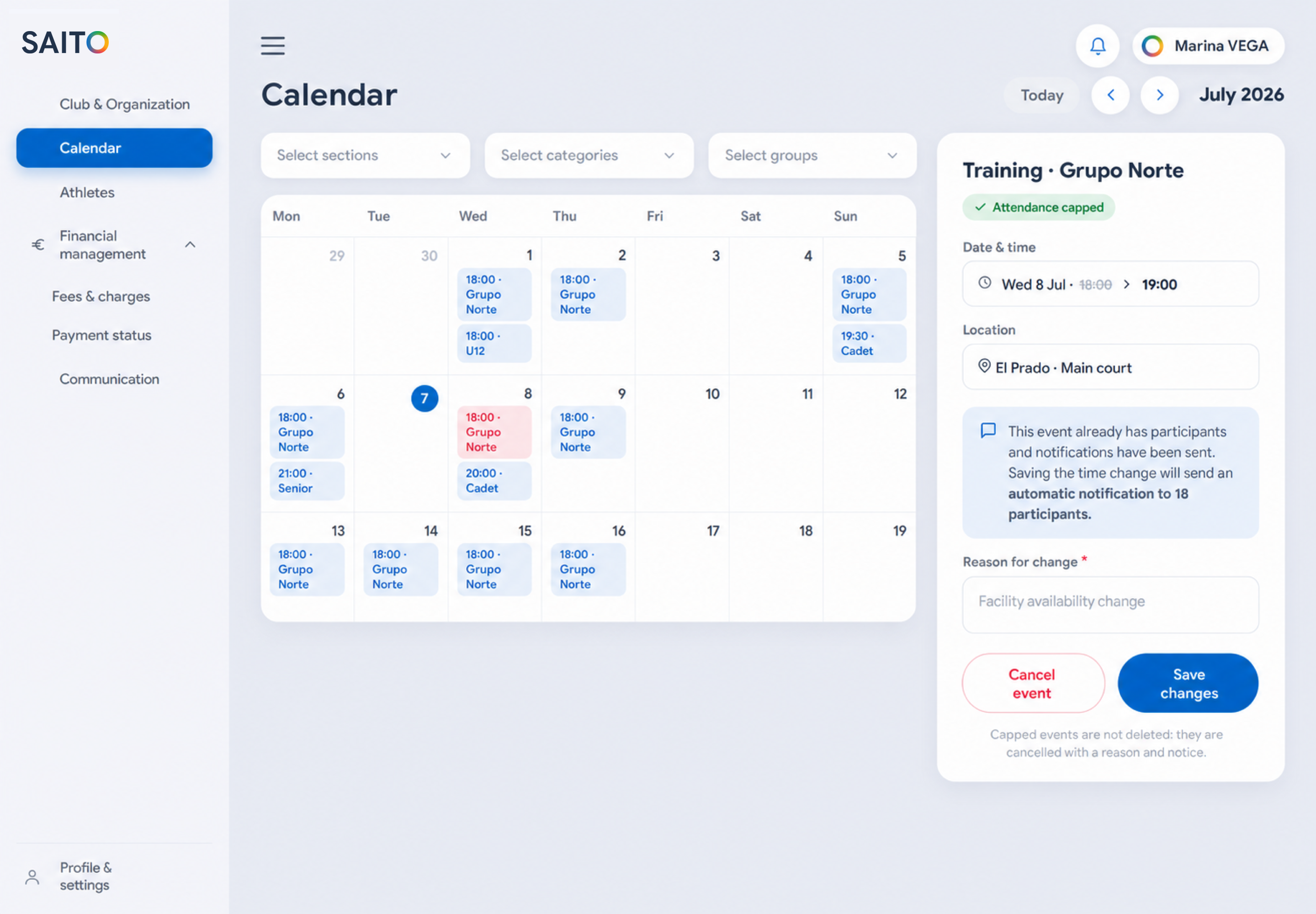 Calendar & bookings